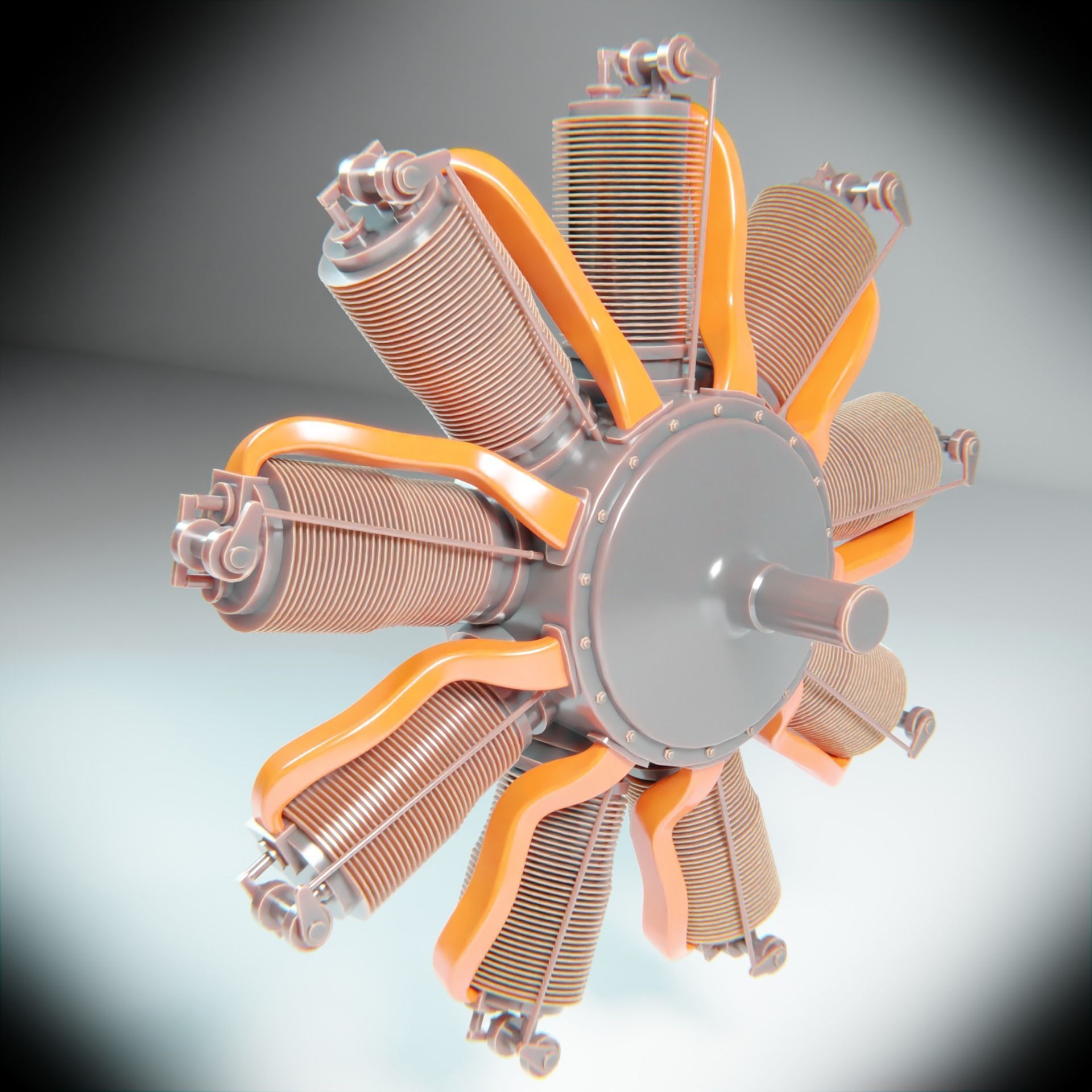 LeRhone Engine 3D model_9