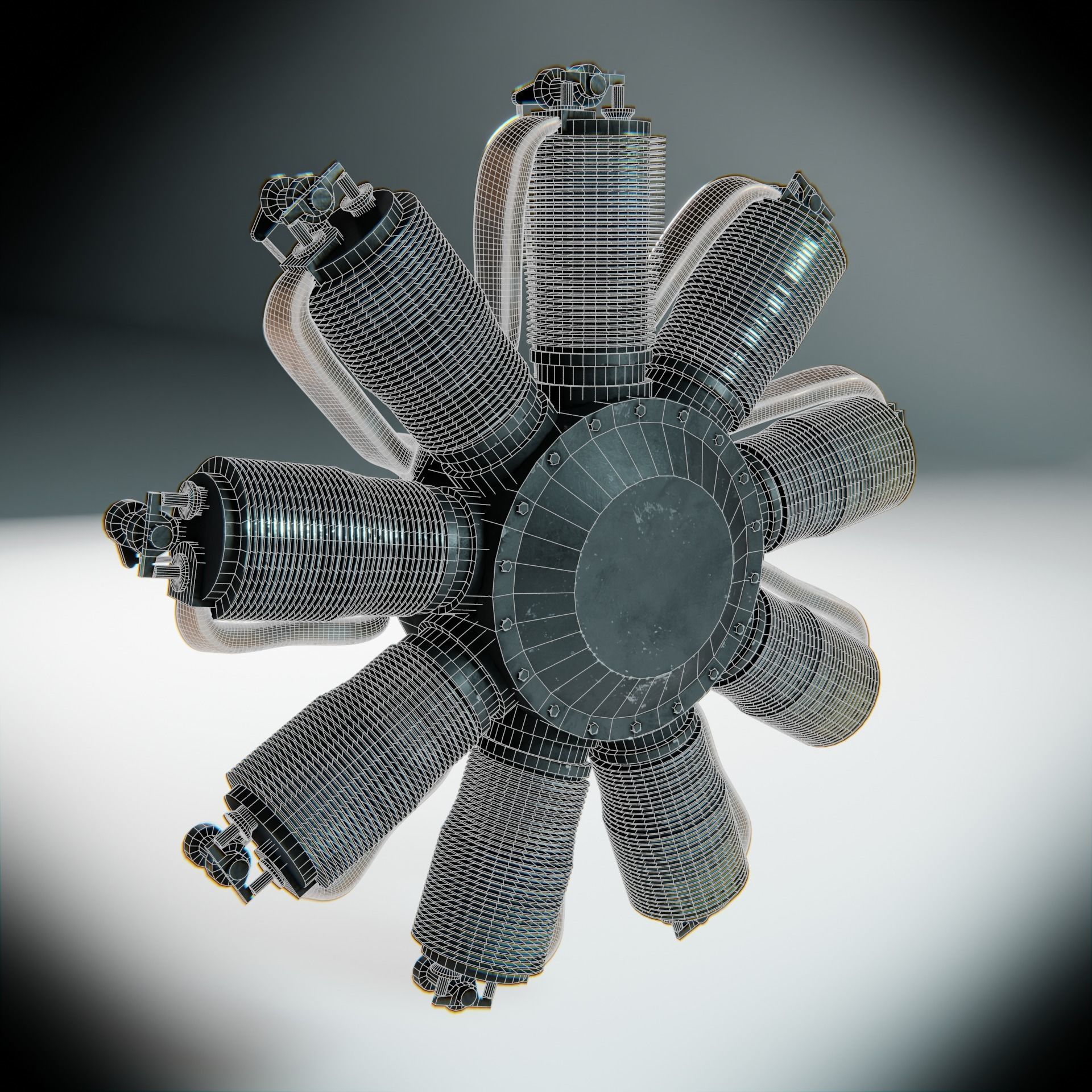LeRhone Engine 3D model_16