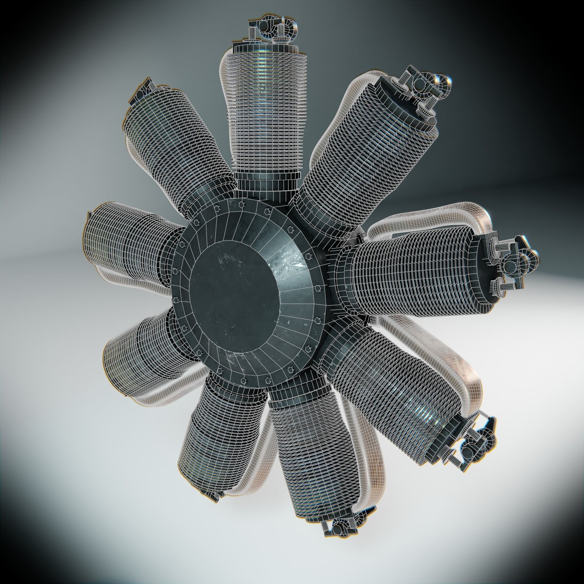 LeRhone Engine 3D model_17