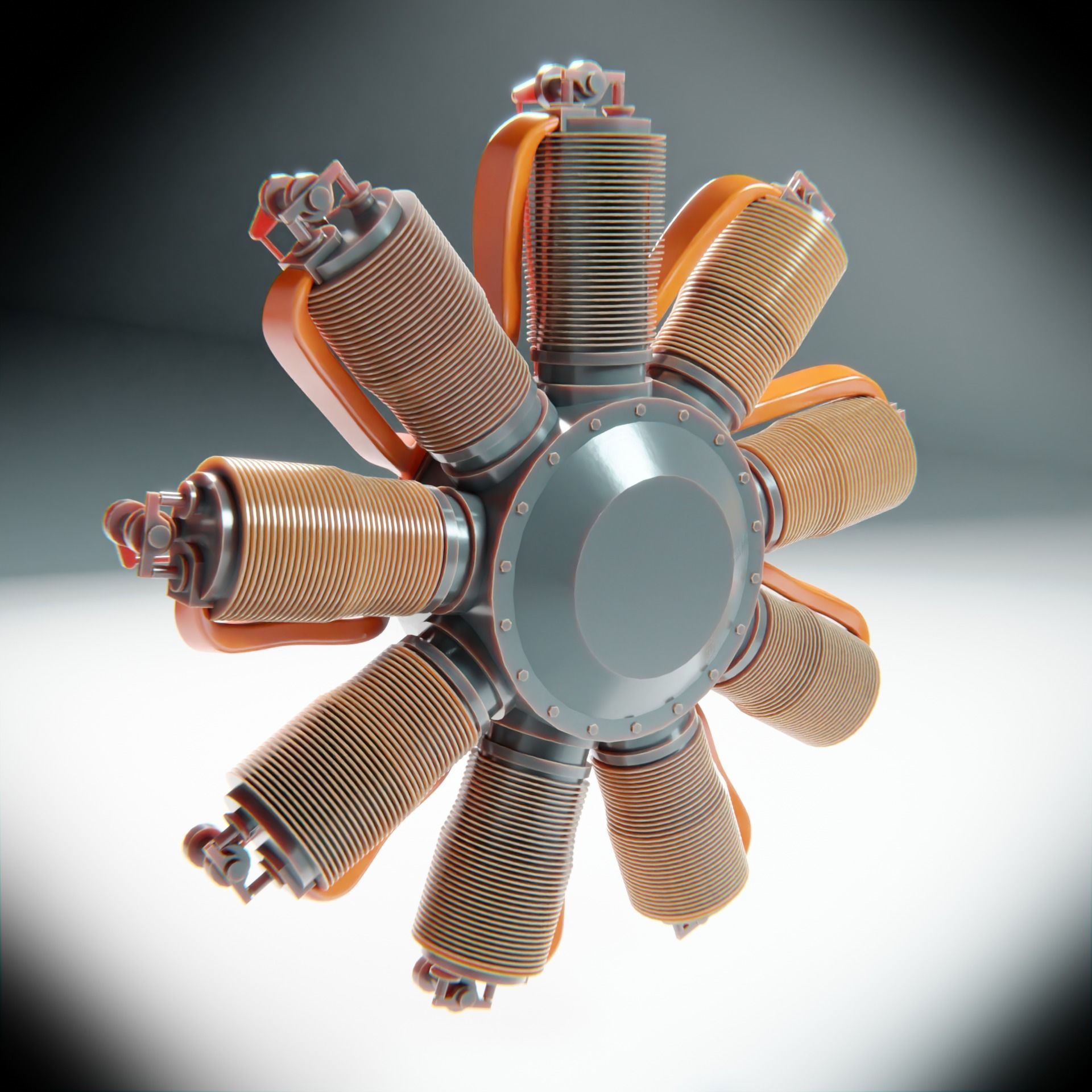 LeRhone Engine 3D model_11