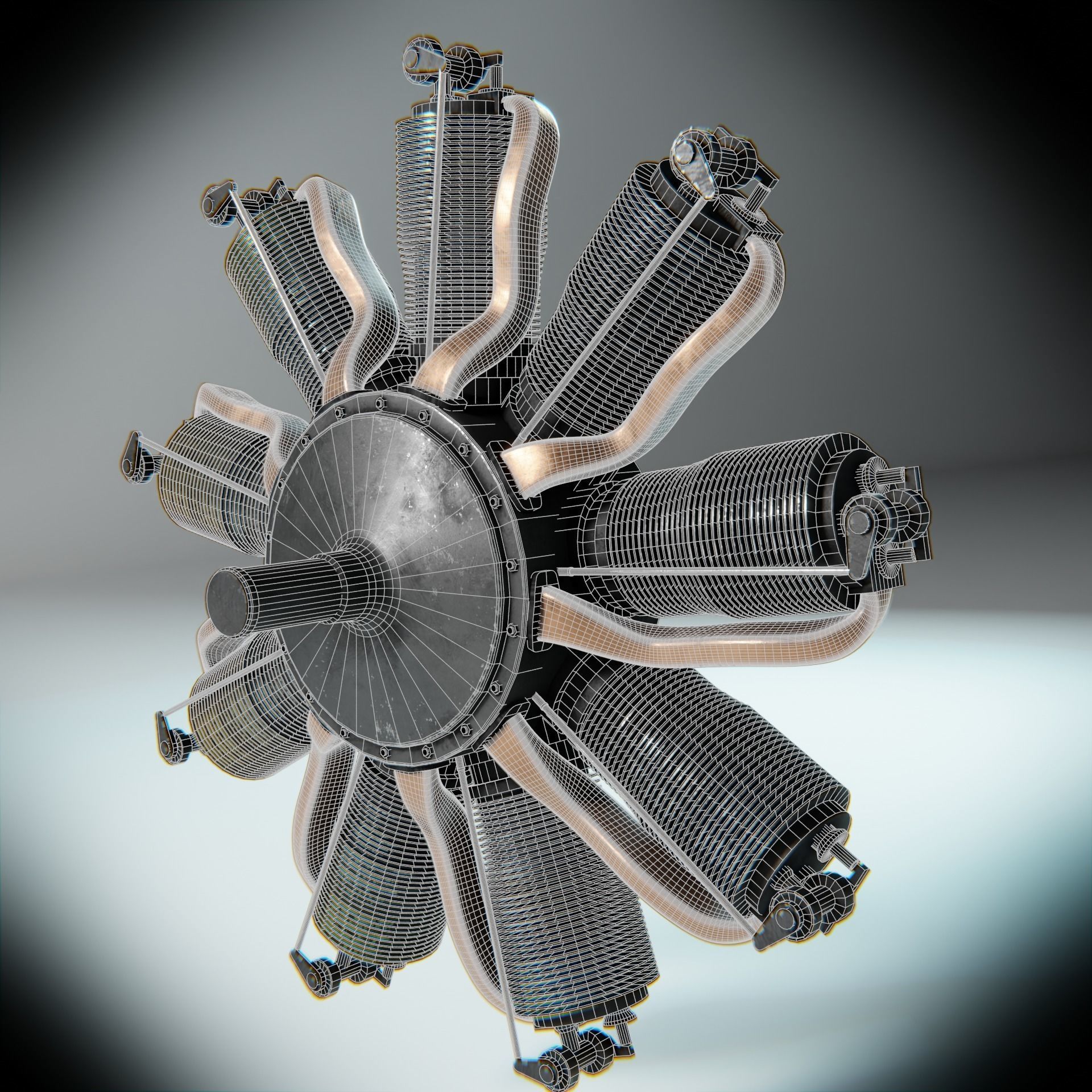 LeRhone Engine 3D model_15