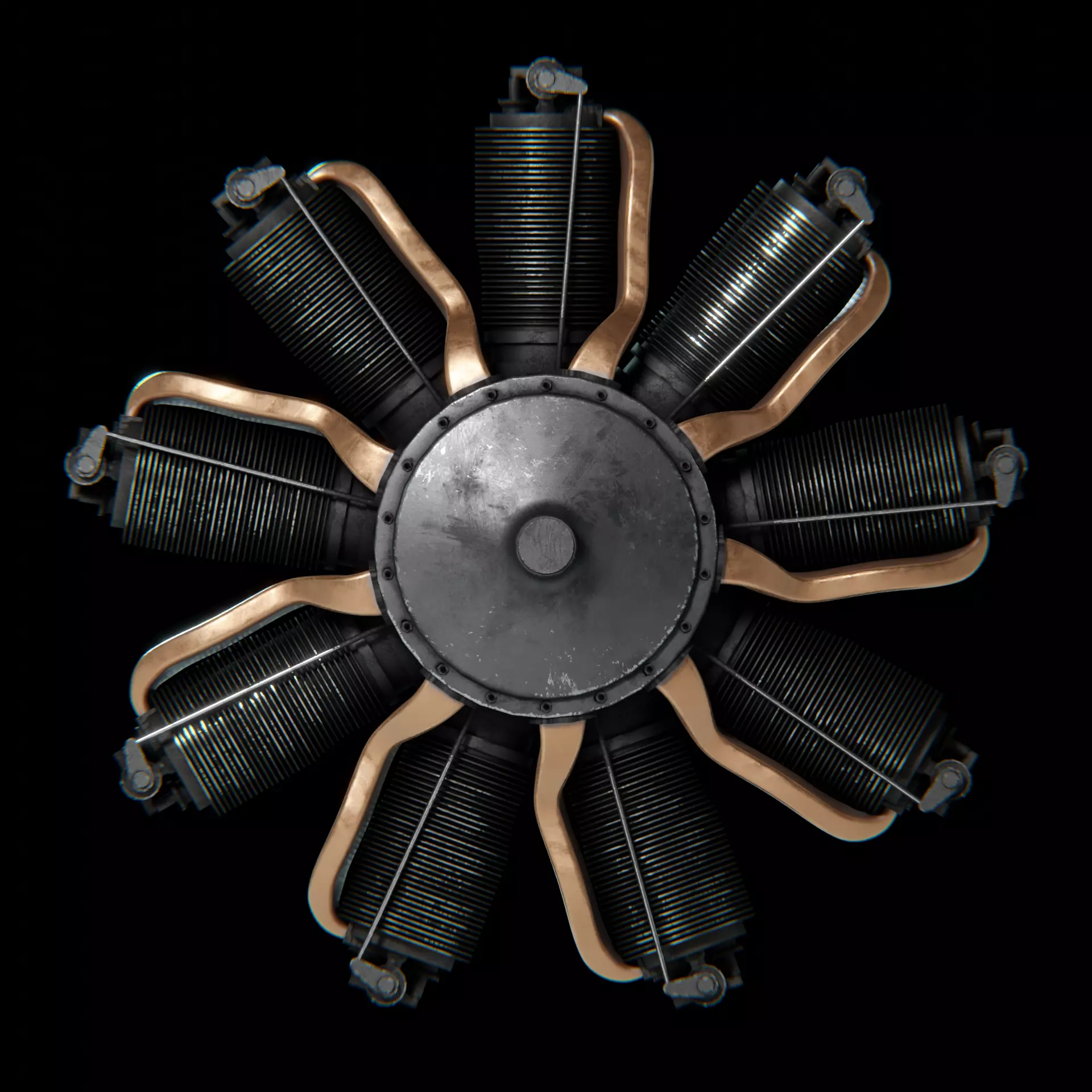 LeRhone Engine 3D model_0