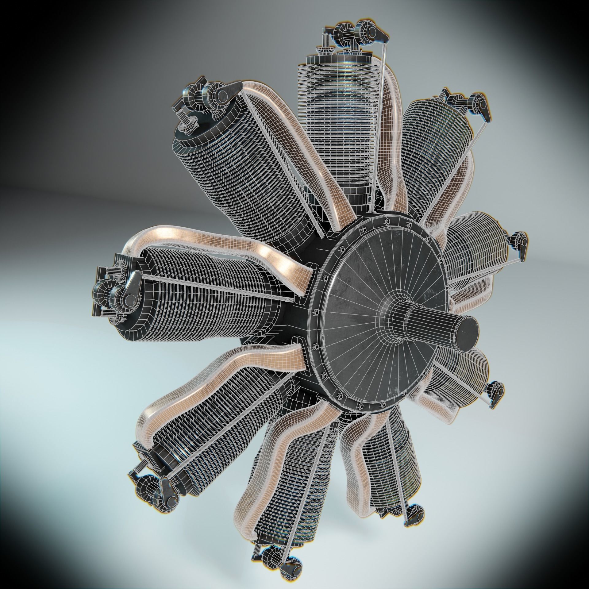 LeRhone Engine 3D model_14