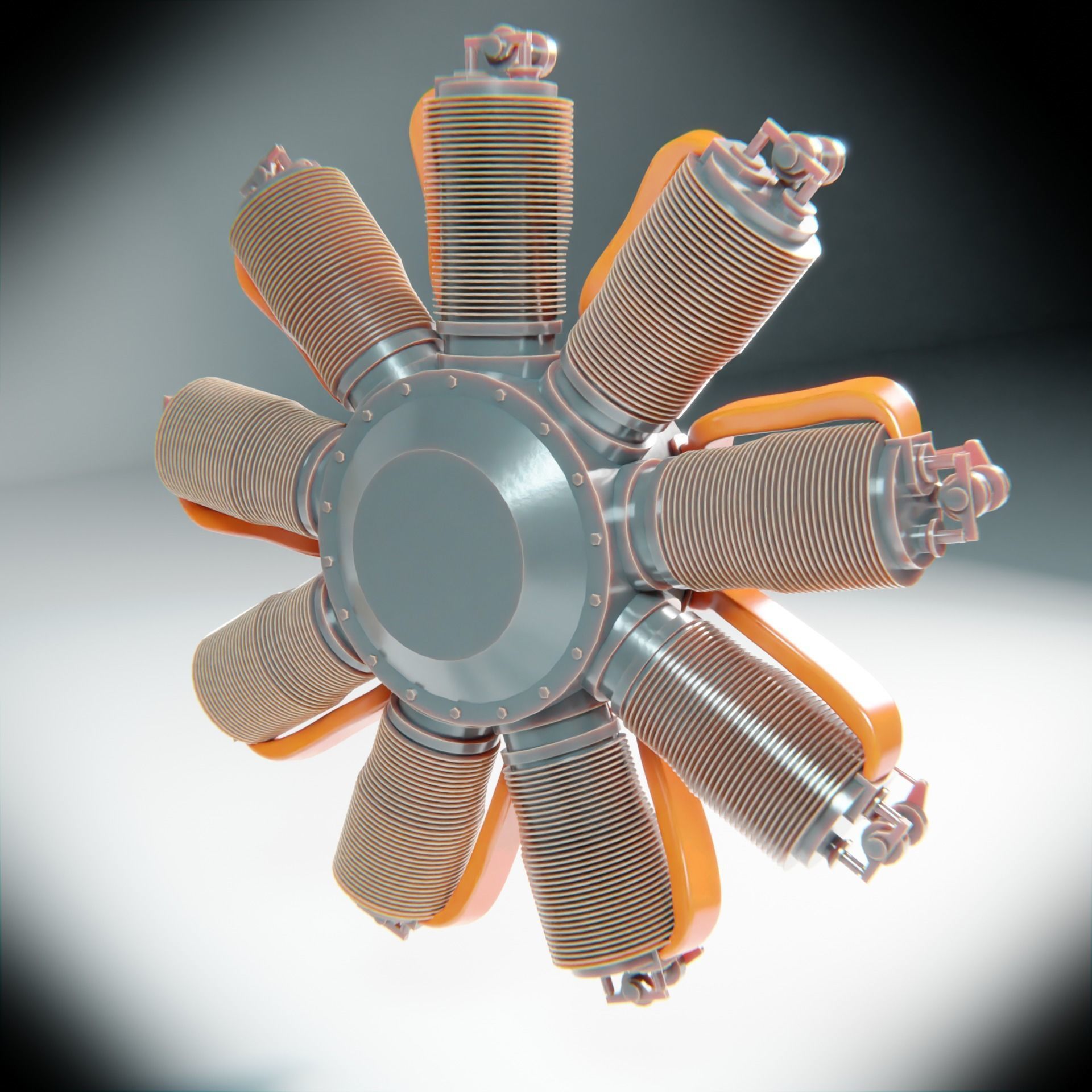 LeRhone Engine 3D model_12