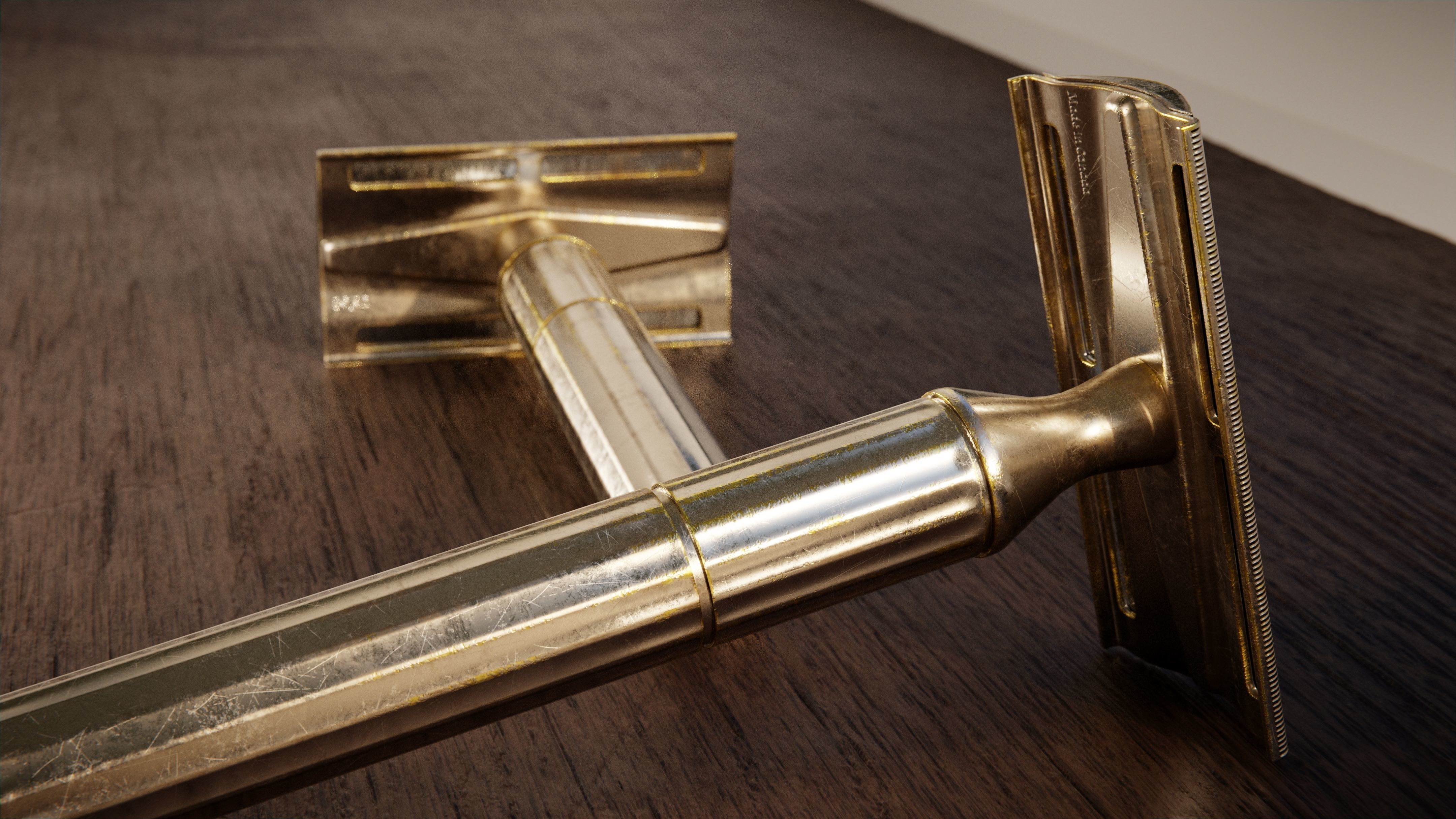 Vintage Gillette Tech Safety Razor 4K Low-poly 3D model_2