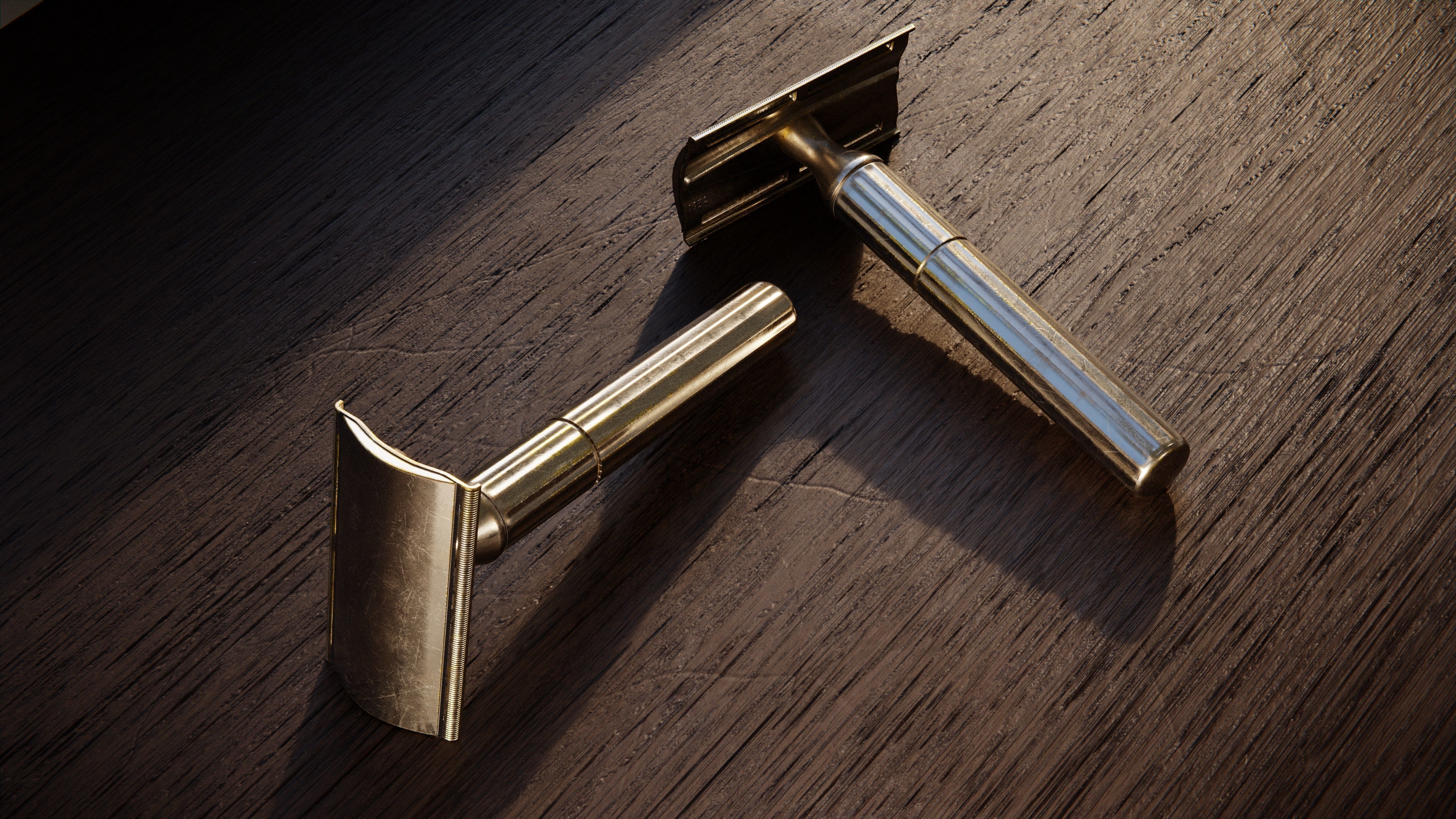 Vintage Gillette Tech Safety Razor 4K Low-poly 3D model_1