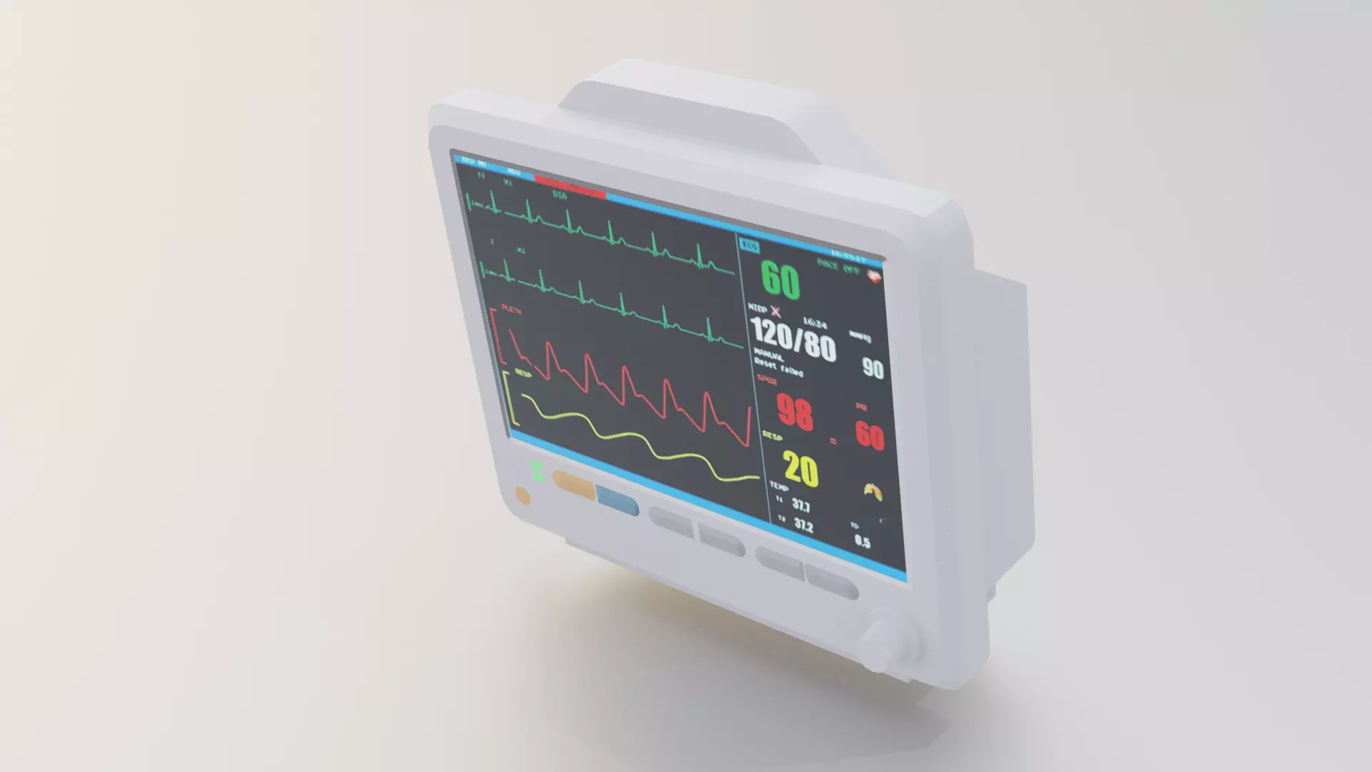 Medical Monitor Free low-poly 3D model_0
