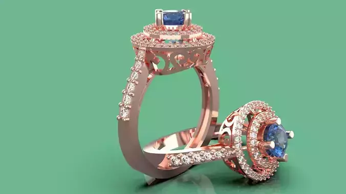 Diamond Engagement Ring in a double hola setting