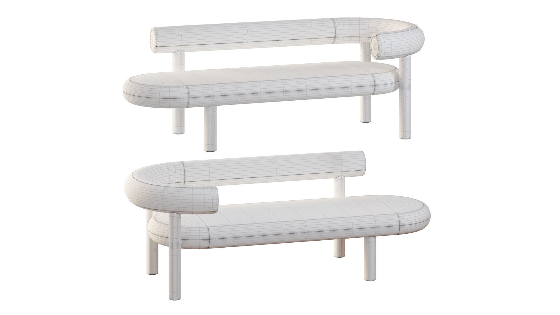 Chaise Longue Wool Tom Dixon Left And Right 3D model_6