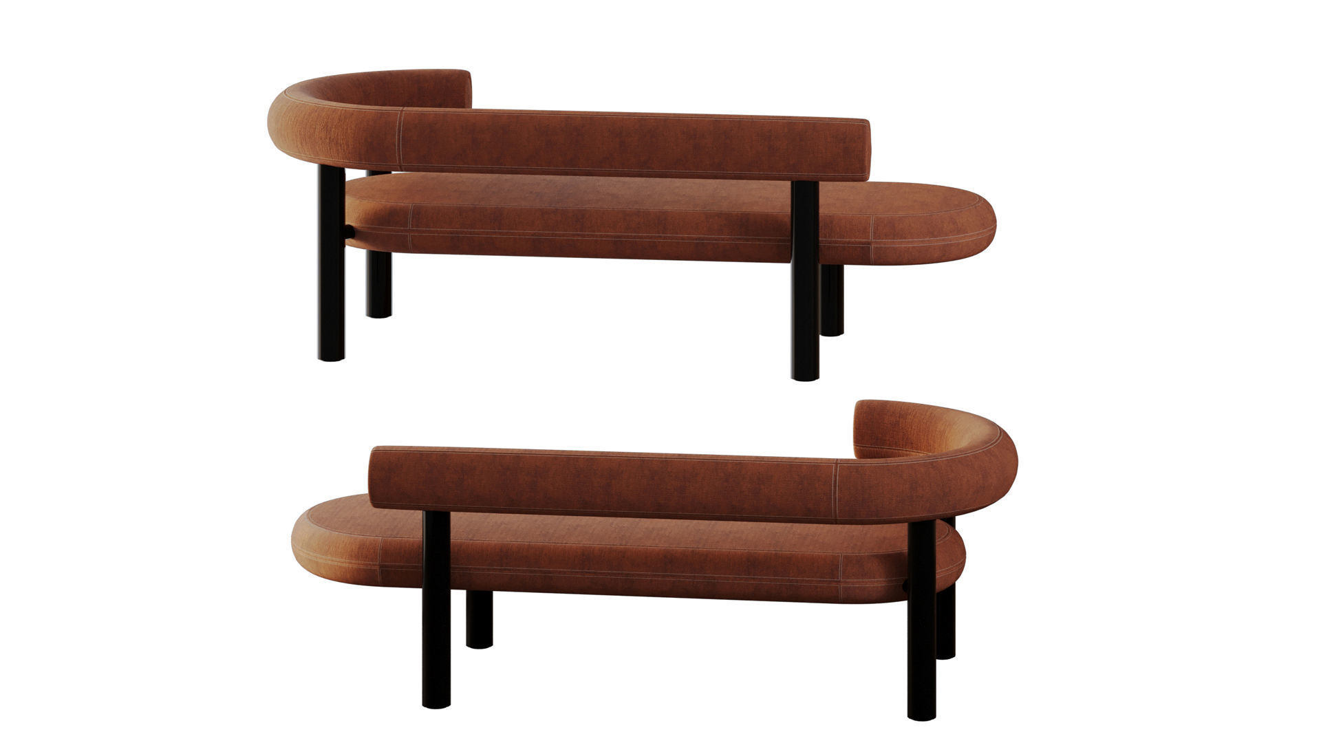 Chaise Longue Wool Tom Dixon Left And Right 3D model_4