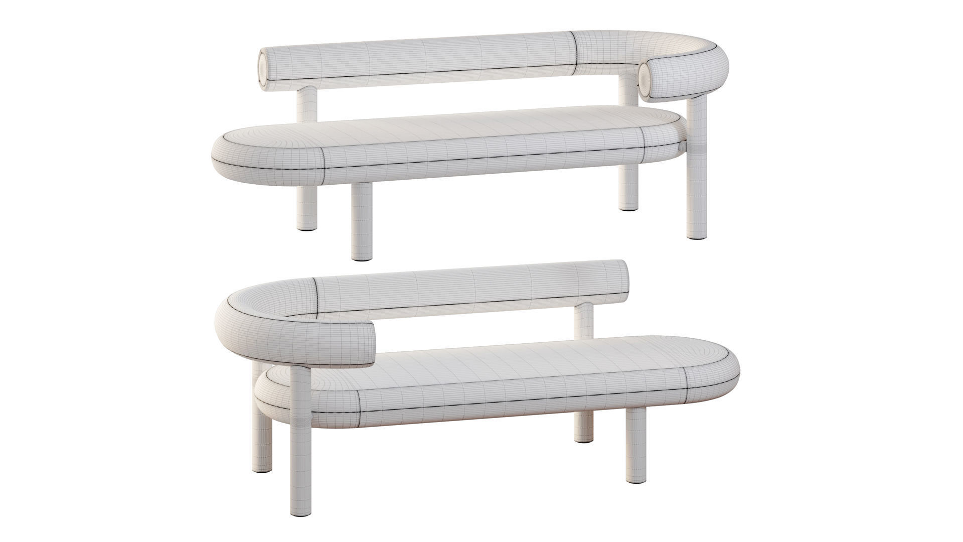 Chaise Longue Wool Tom Dixon Left And Right 3D model_7