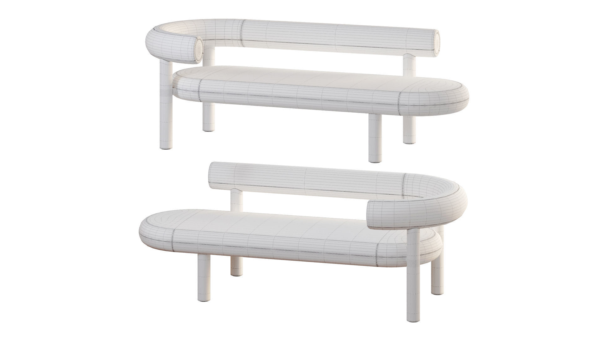 Chaise Longue Wool Tom Dixon Left And Right 3D model_8