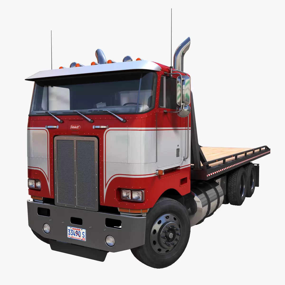 Peterbilt 362 flatbed truck Low-poly 3D model