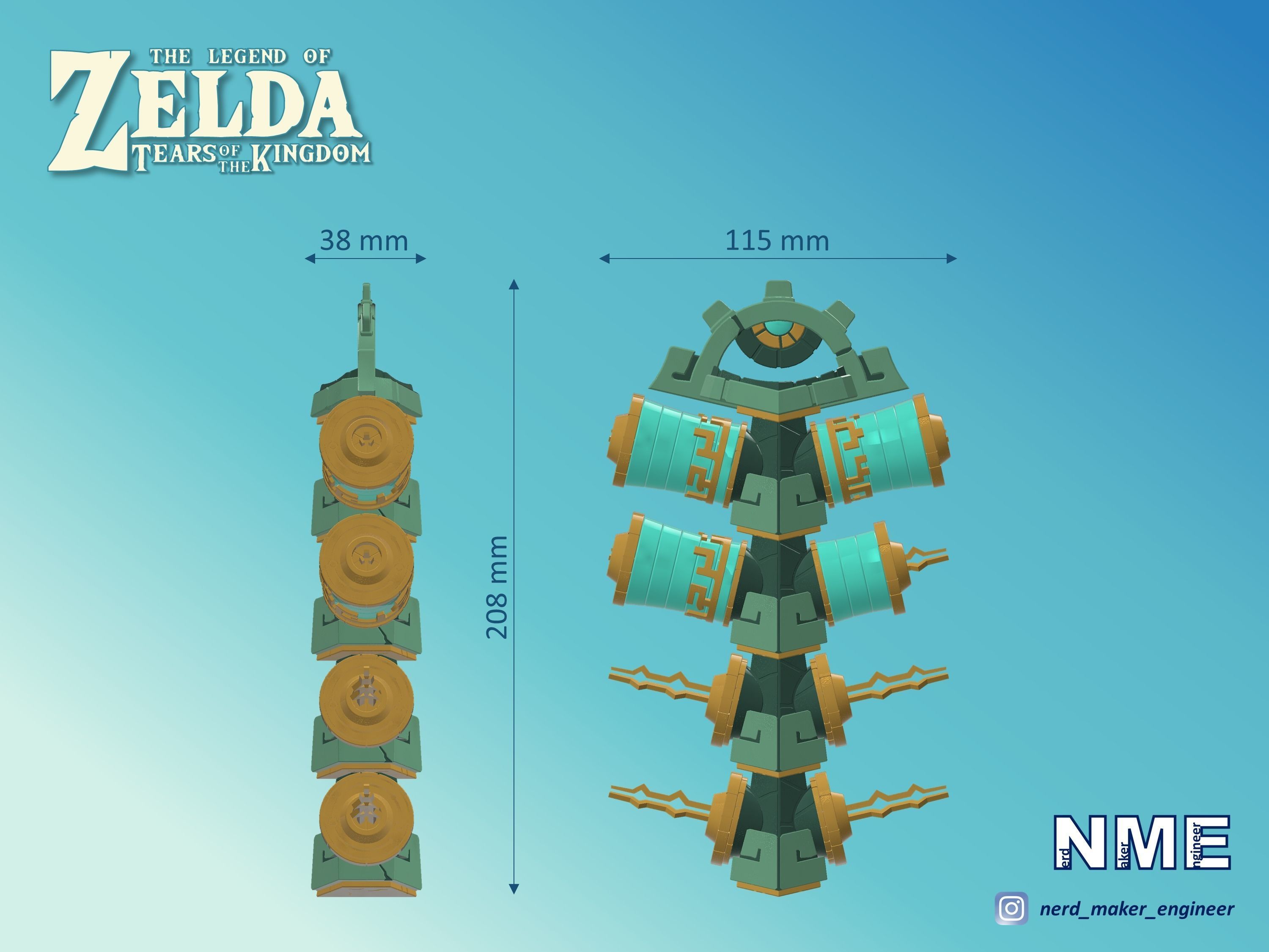 Zonai Energy Cell Holster - Zelda Tears of the Kingdom - 3D print model_9