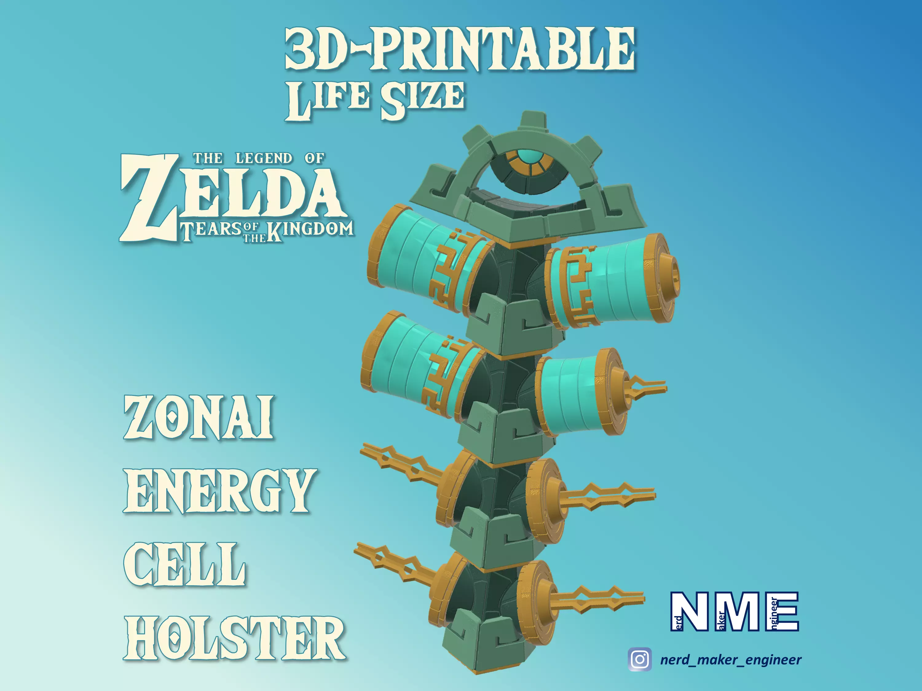 Zonai Energy Cell Holster - Zelda Tears of the Kingdom - 3D print model_0