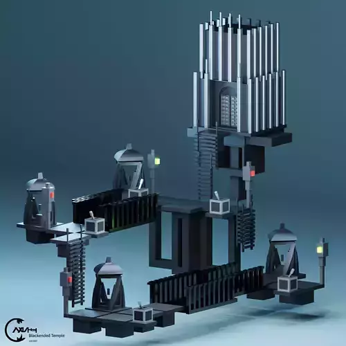 Temple 7 - Blackended Temple Low-poly 3D model