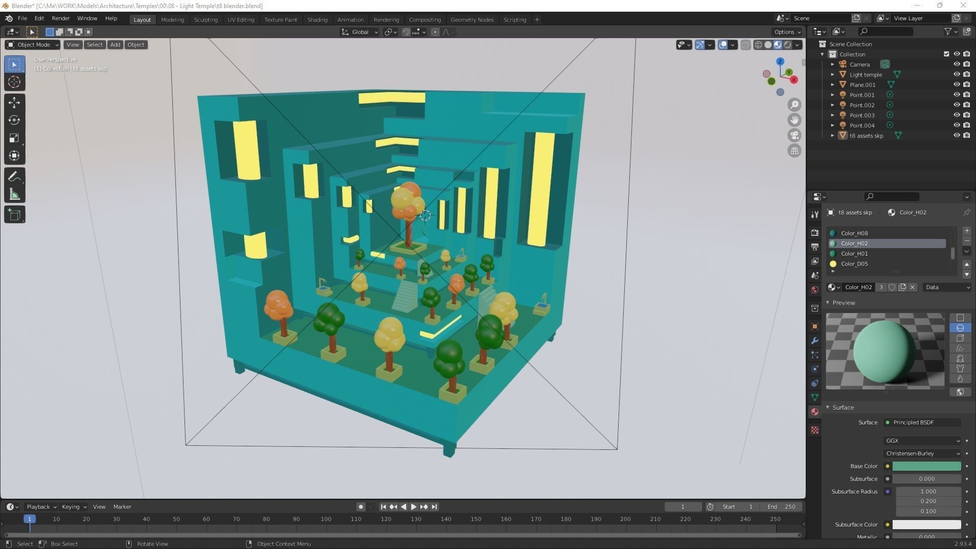 Temple 8 - Light Temple Low-poly 3D model_8