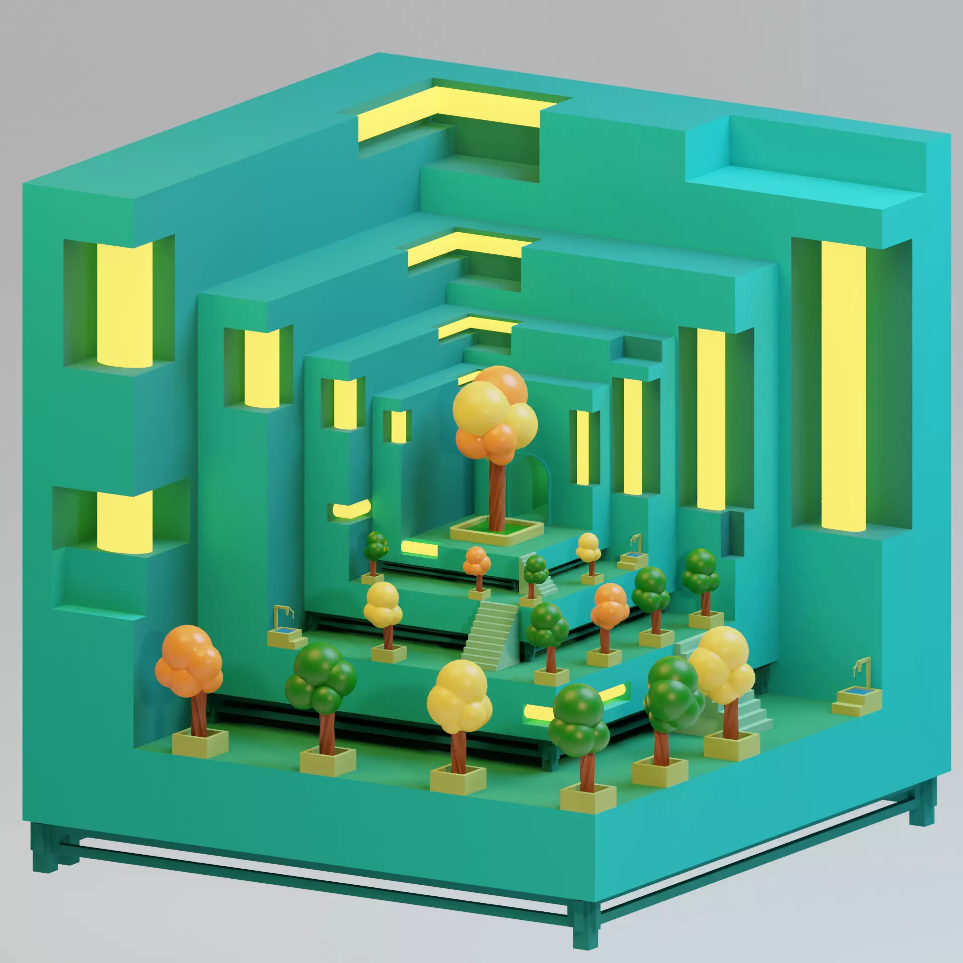 Temple 8 - Light Temple Low-poly 3D model_0