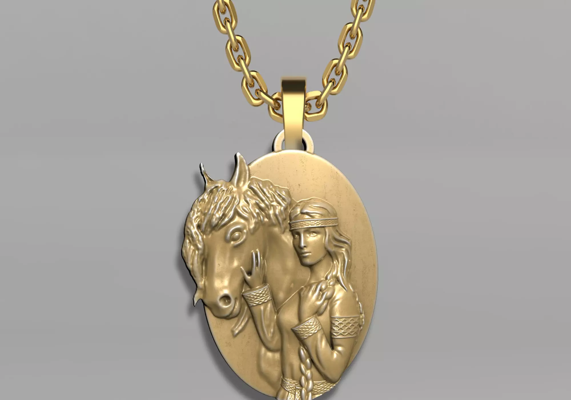 Girl with horse pendant 3D print model