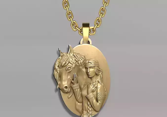 Girl with horse pendant