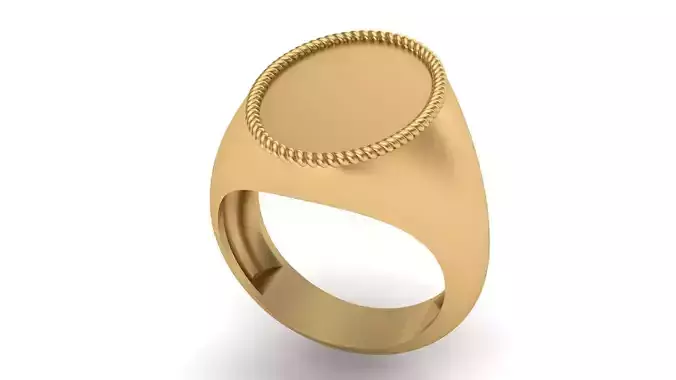 Rope Cable Contour Oval Signet Ring 18x13 mm 3D print model