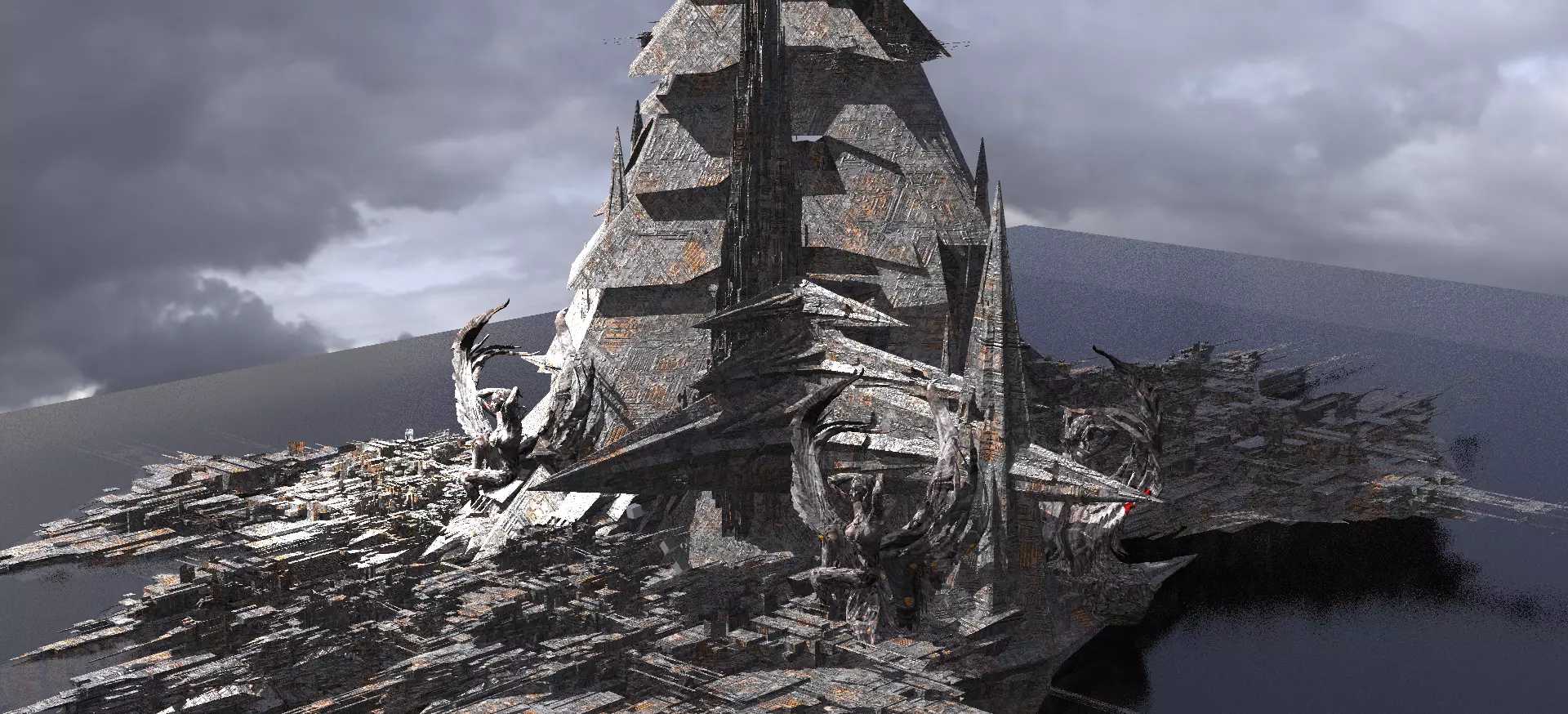 Dark Egypt Pyramid SetTowers 2 3D model_0