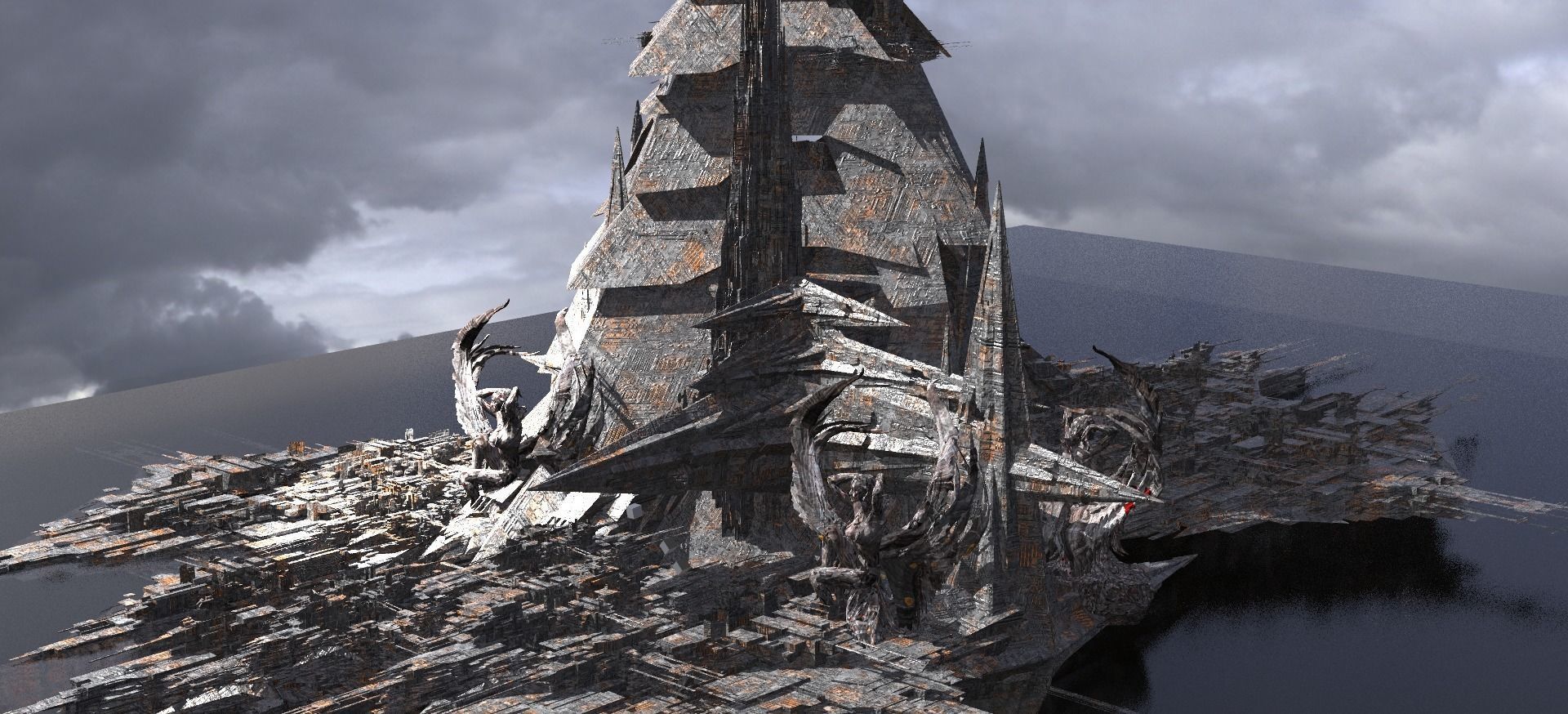 Dark Egypt Pyramid SetTowers 2 3D model_1