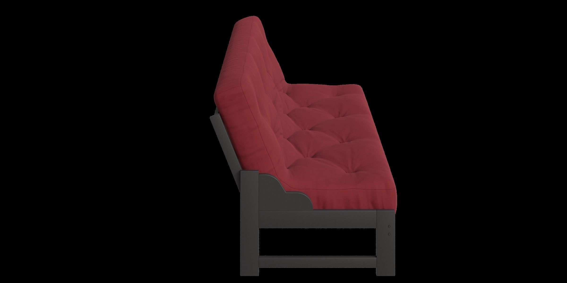 Red Futon Sofa Low-poly 3D model_9