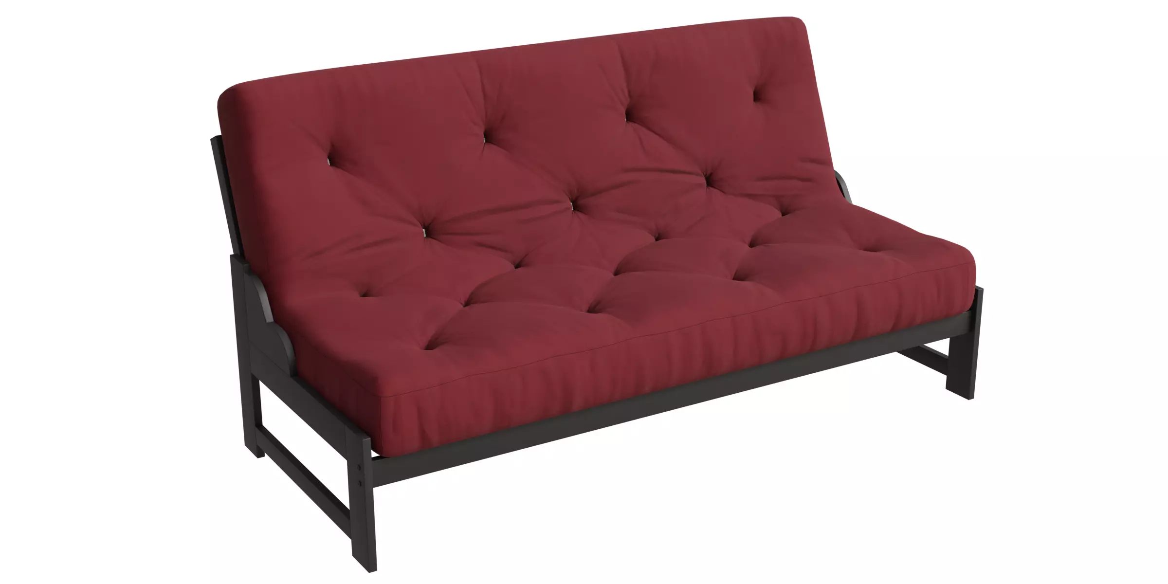 Red Futon Sofa Low-poly 3D model_0