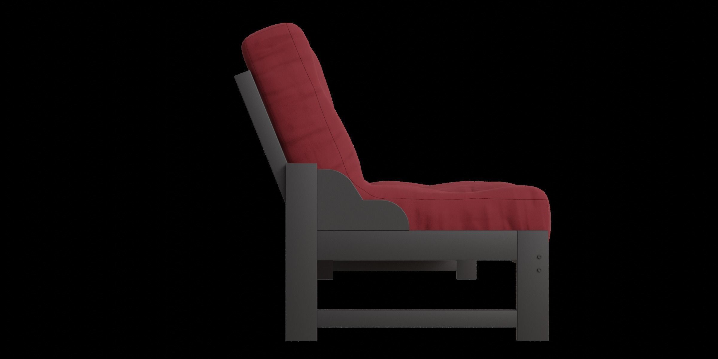 Red Futon Sofa Low-poly 3D model_5