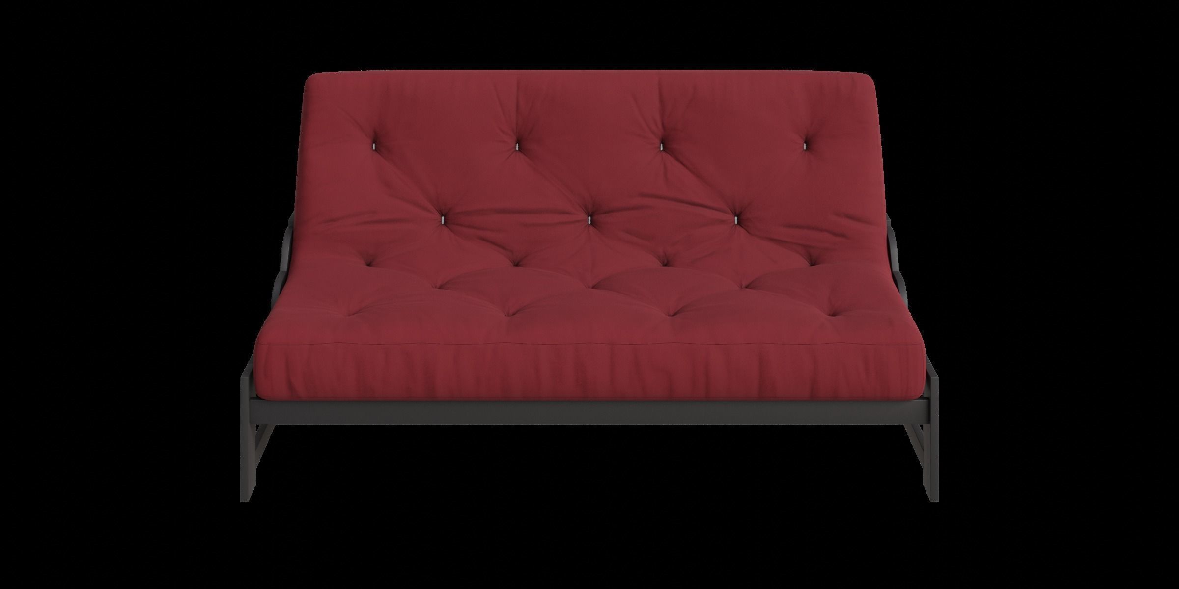 Red Futon Sofa Low-poly 3D model_8