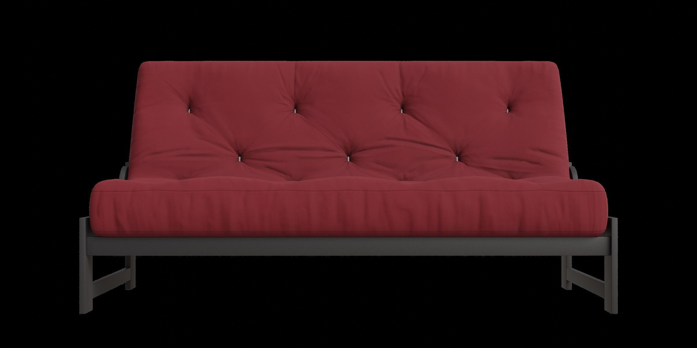 Red Futon Sofa Low-poly 3D model_4