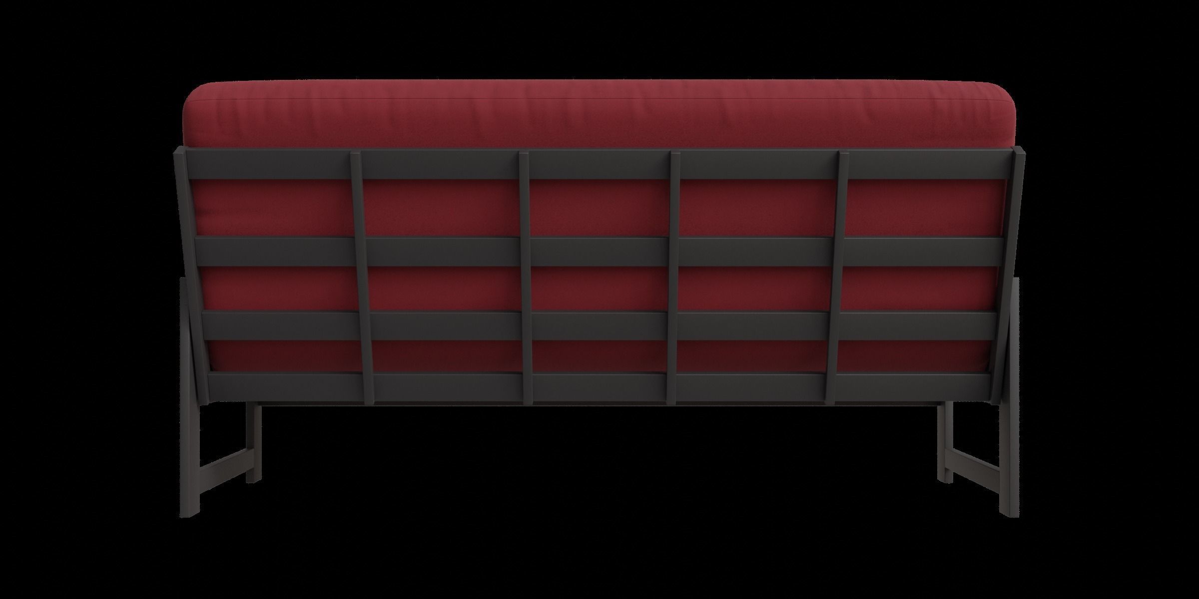 Red Futon Sofa Low-poly 3D model_6