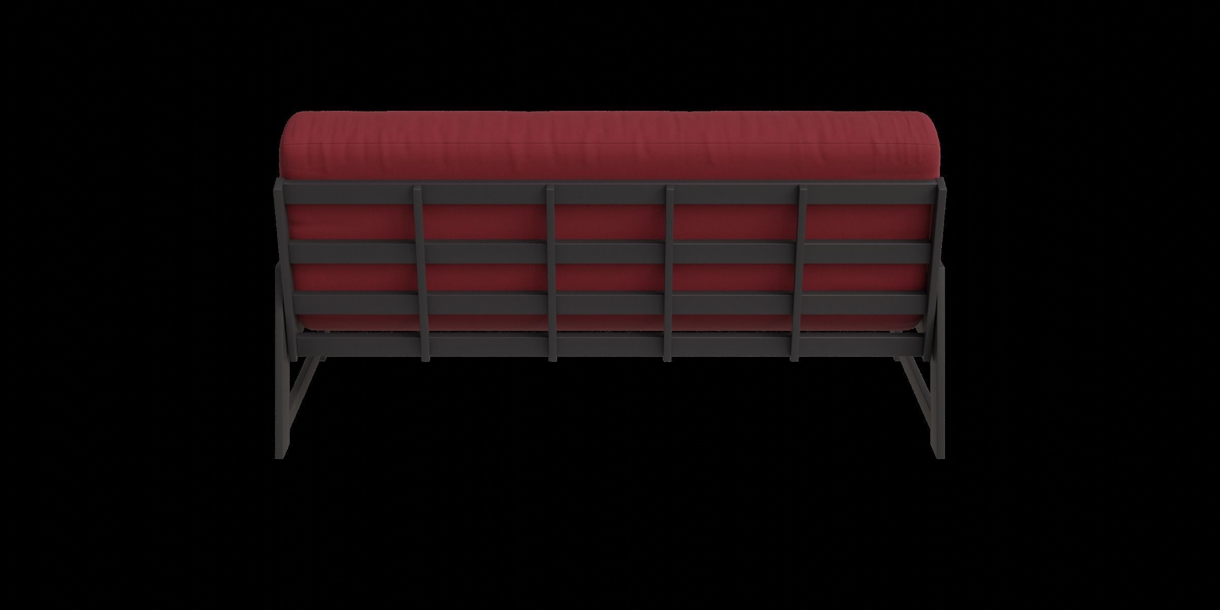 Red Futon Sofa Low-poly 3D model_10
