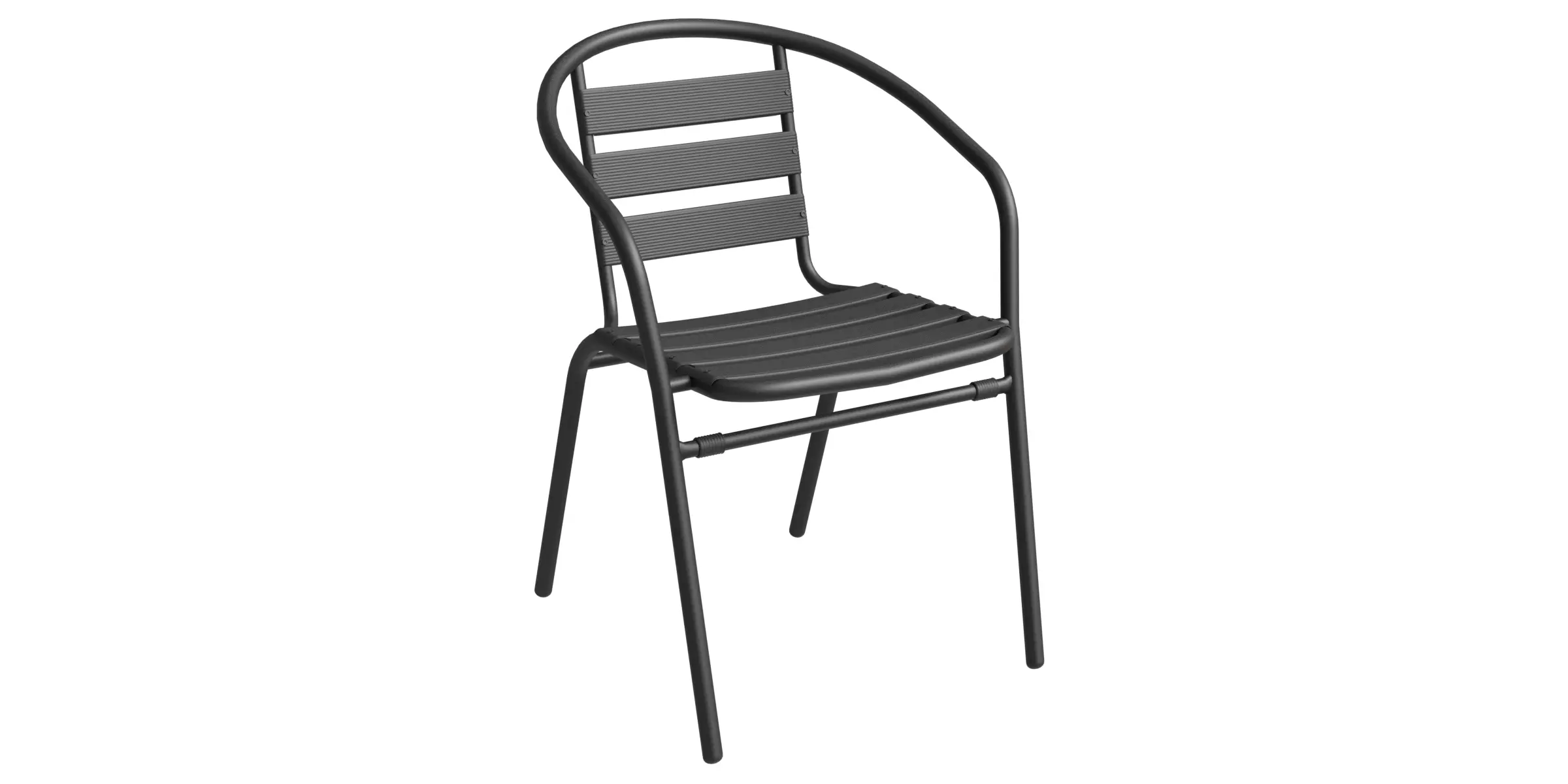 Slat Back Patio Black Metal Chair 3D model