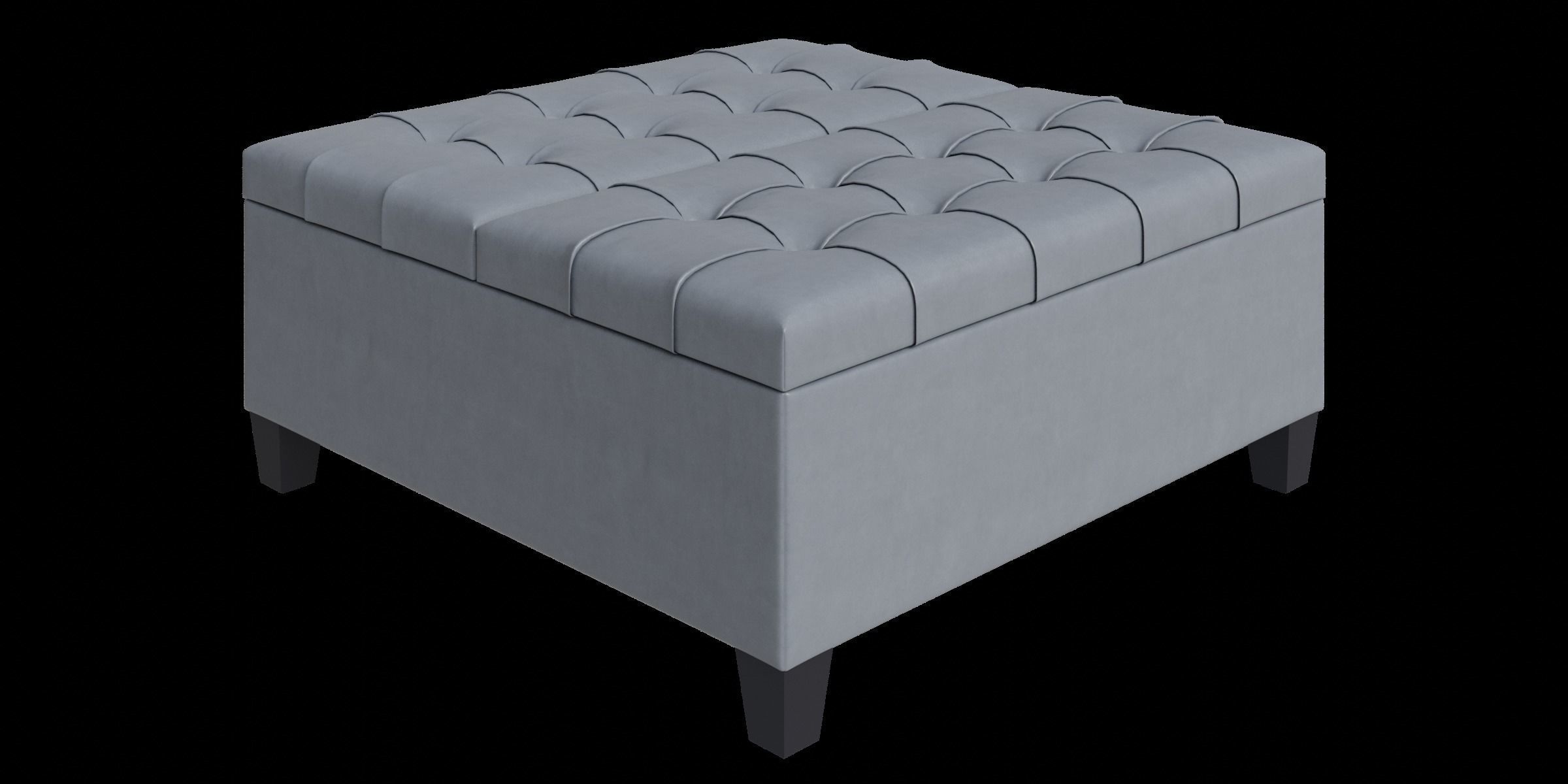 Simple Gray Storage Ottoman 3D model_10