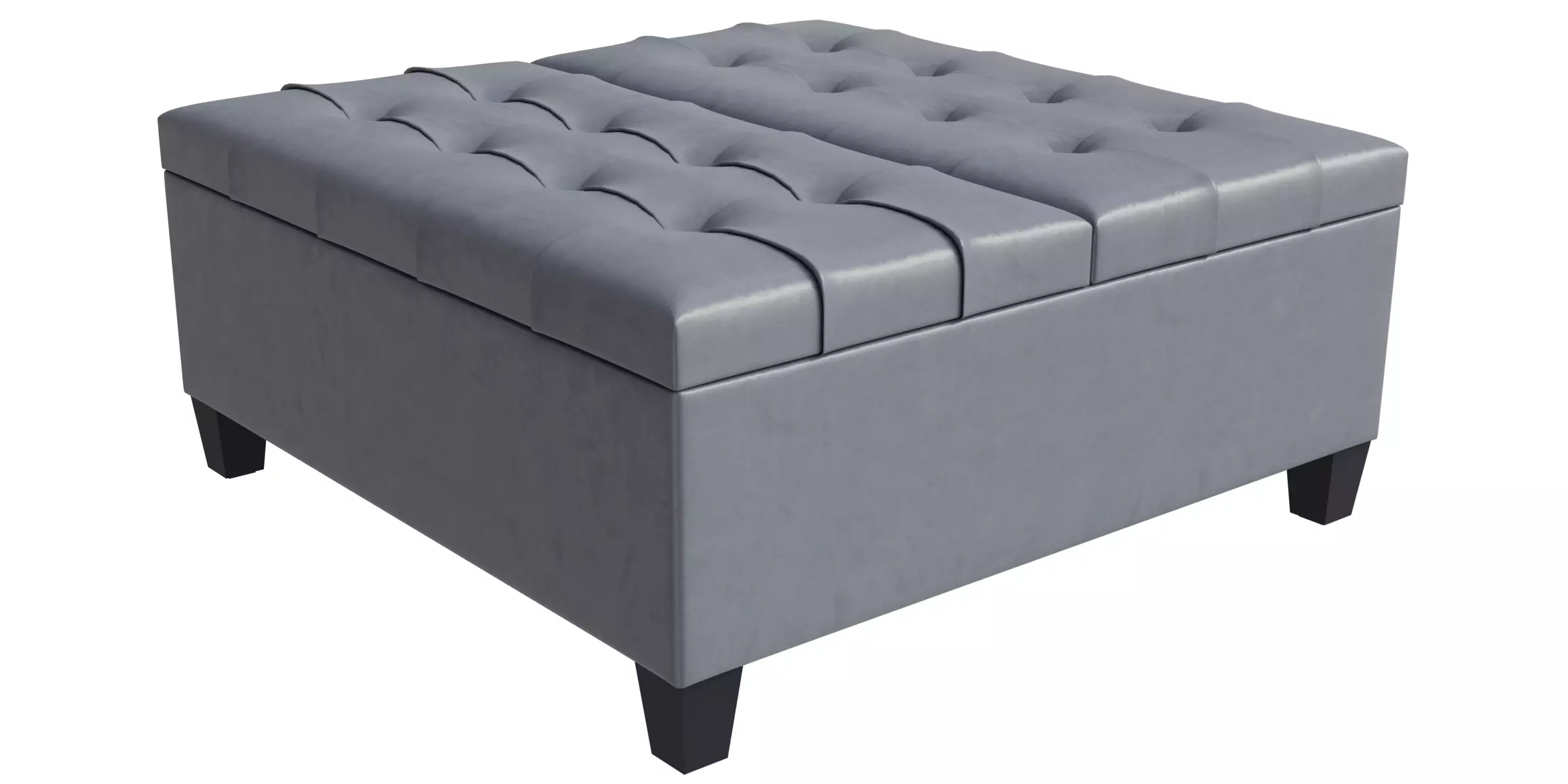 Simple Gray Storage Ottoman 3D model_0