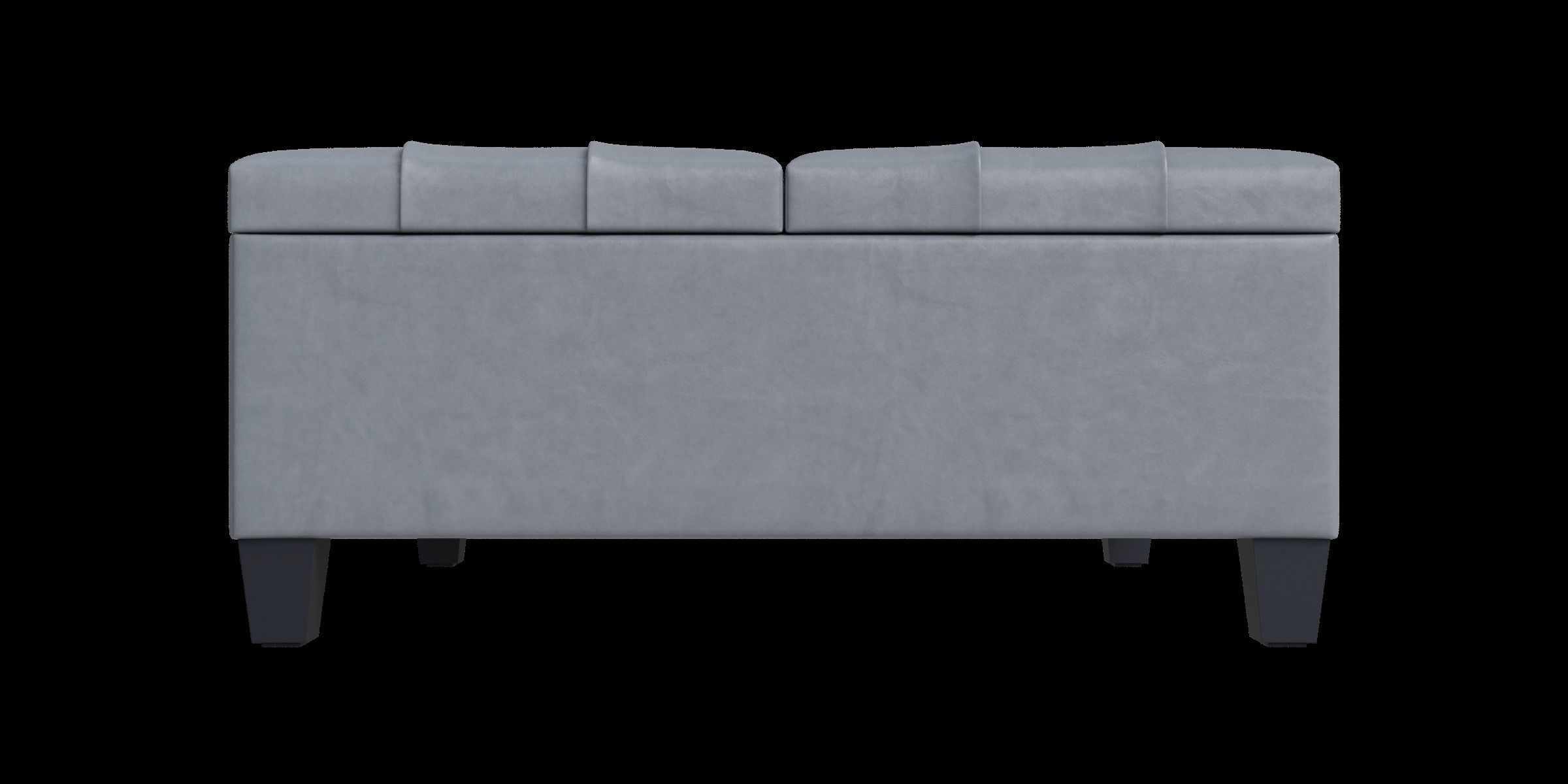 Simple Gray Storage Ottoman 3D model_4