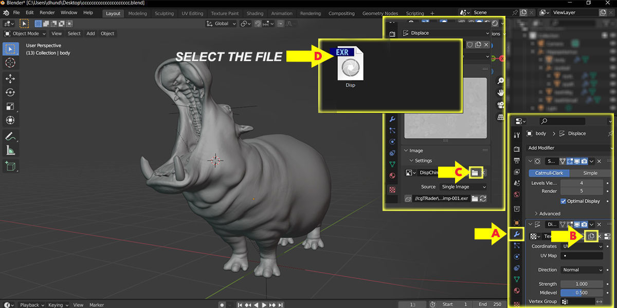 Hippopotamus  Sculpt 3D model_8