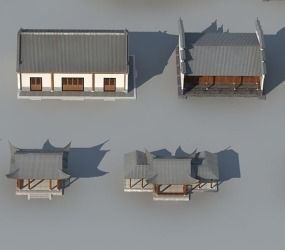 town Chinese style commercial residential buildings 3D model_15
