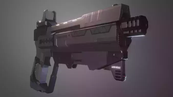 Lowpoly Concept Sci-fi Pistol Low-poly 3D model