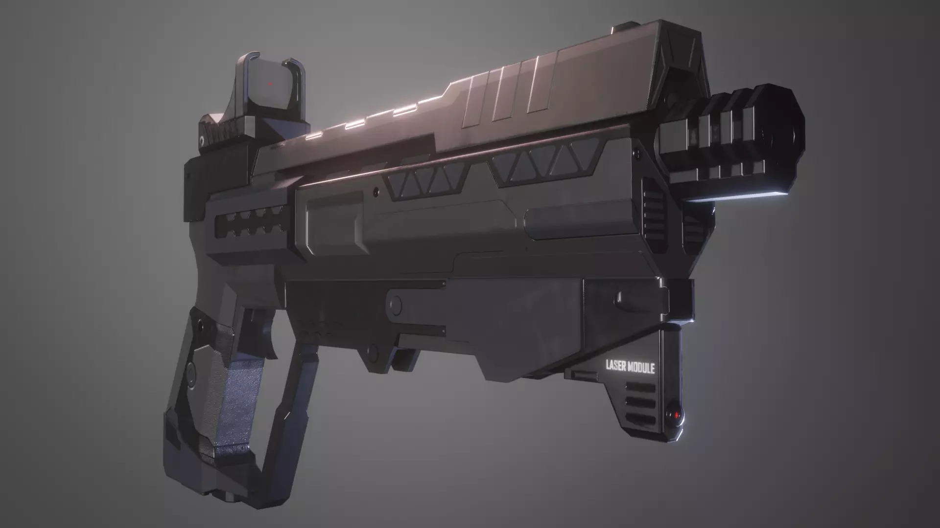 Lowpoly Concept Sci-fi Pistol Low-poly 3D model