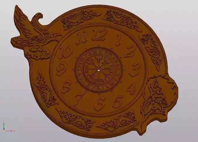 Clock with an ornament Viking runes 3D print model
