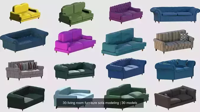 30 living room furniture sofa modeling