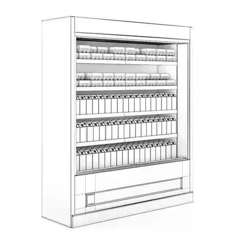 Refrigerator display cabinet with shelves