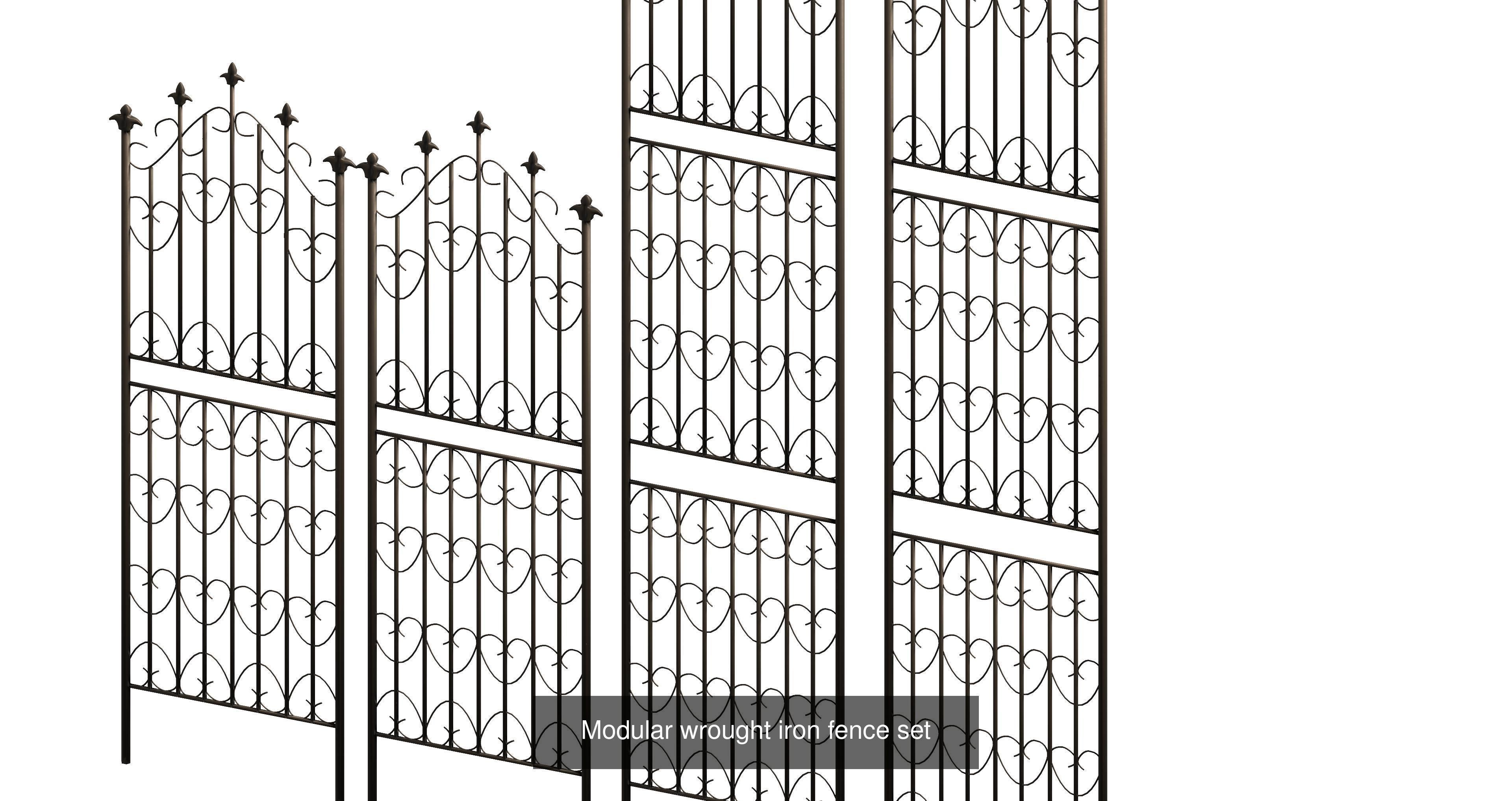 20 garden fence set 3D Model Collection_21