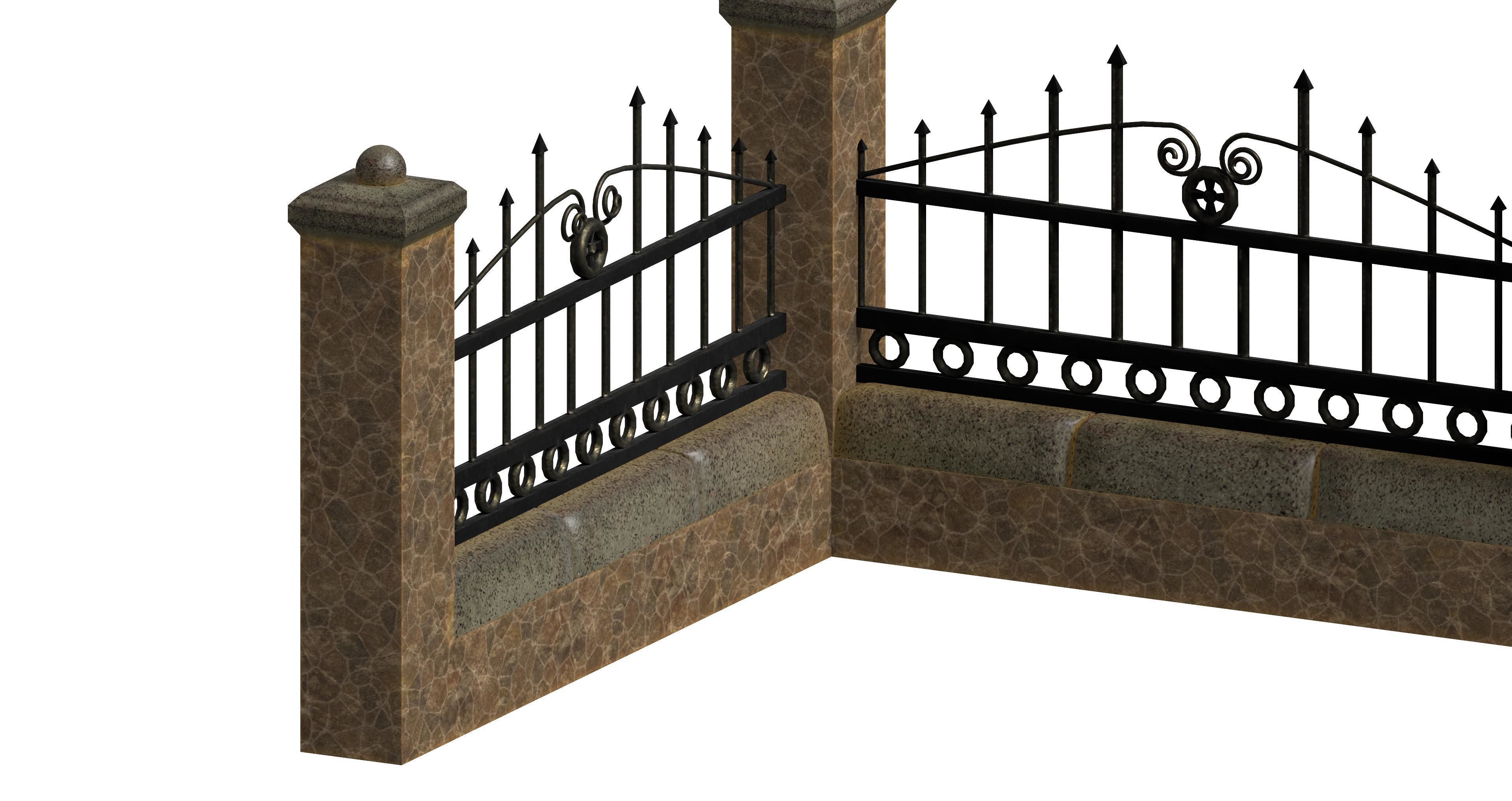20 garden fence set 3D Model Collection_32