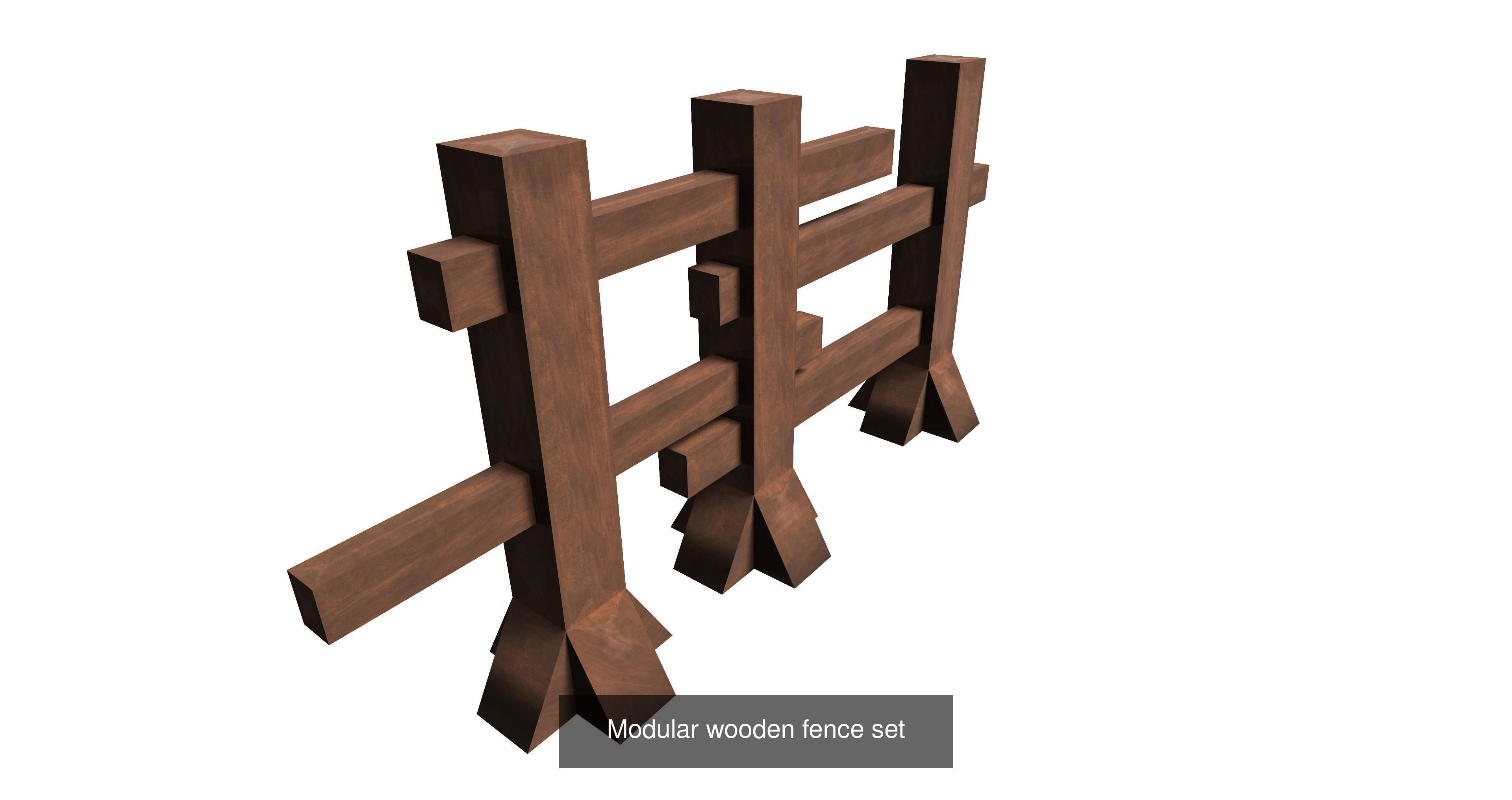 20 garden fence set 3D Model Collection_19