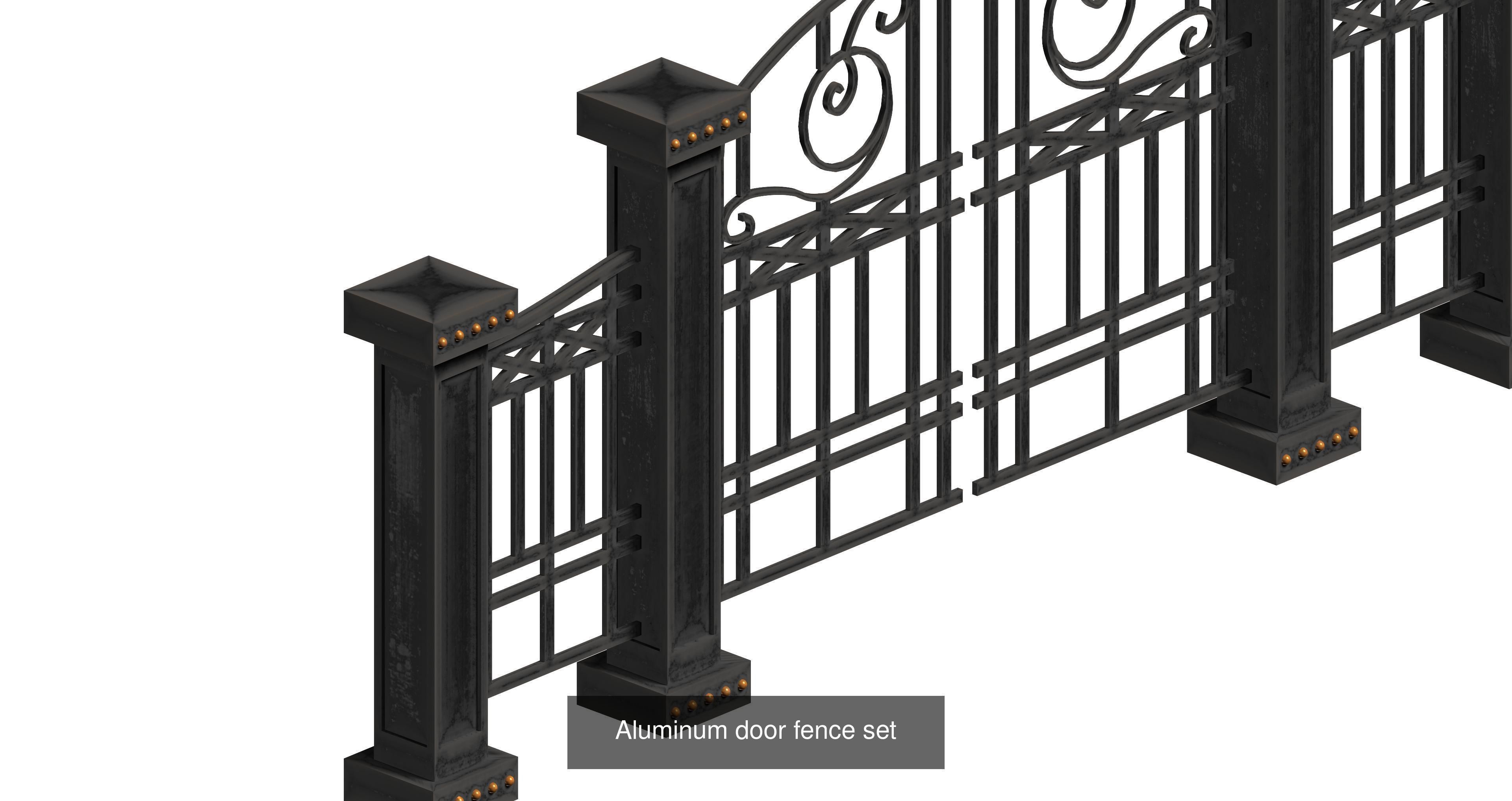 20 garden fence set 3D Model Collection_13