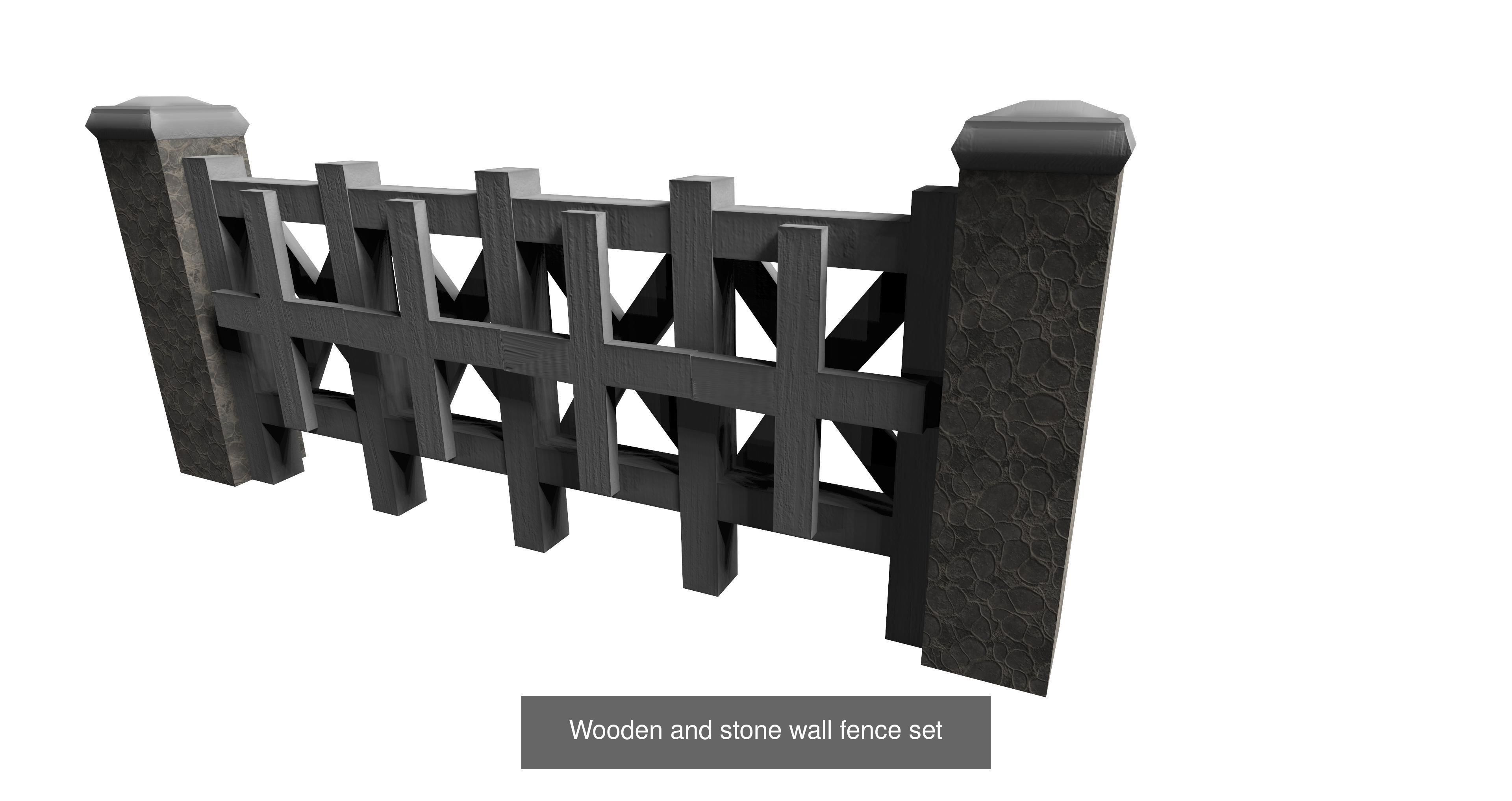 20 garden fence set 3D Model Collection_23